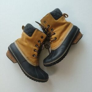 Sorel Womens Slimpack Brown Leather  Lace II WP Insulated‎ Heeled Duck Boot Sz 9